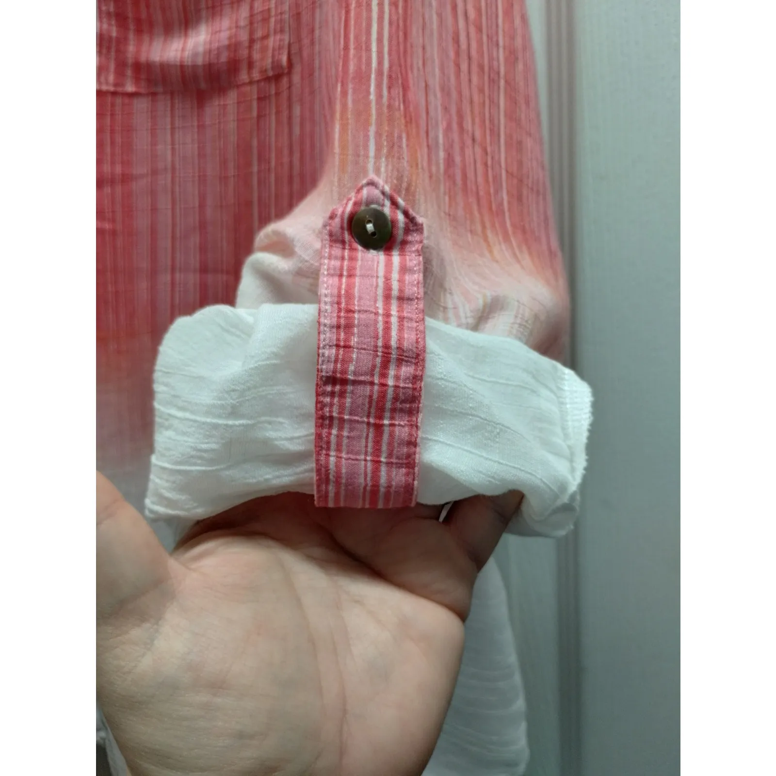 Zac & Rachel Size 1X Orange Pink Ombre Striped Button - Image 4