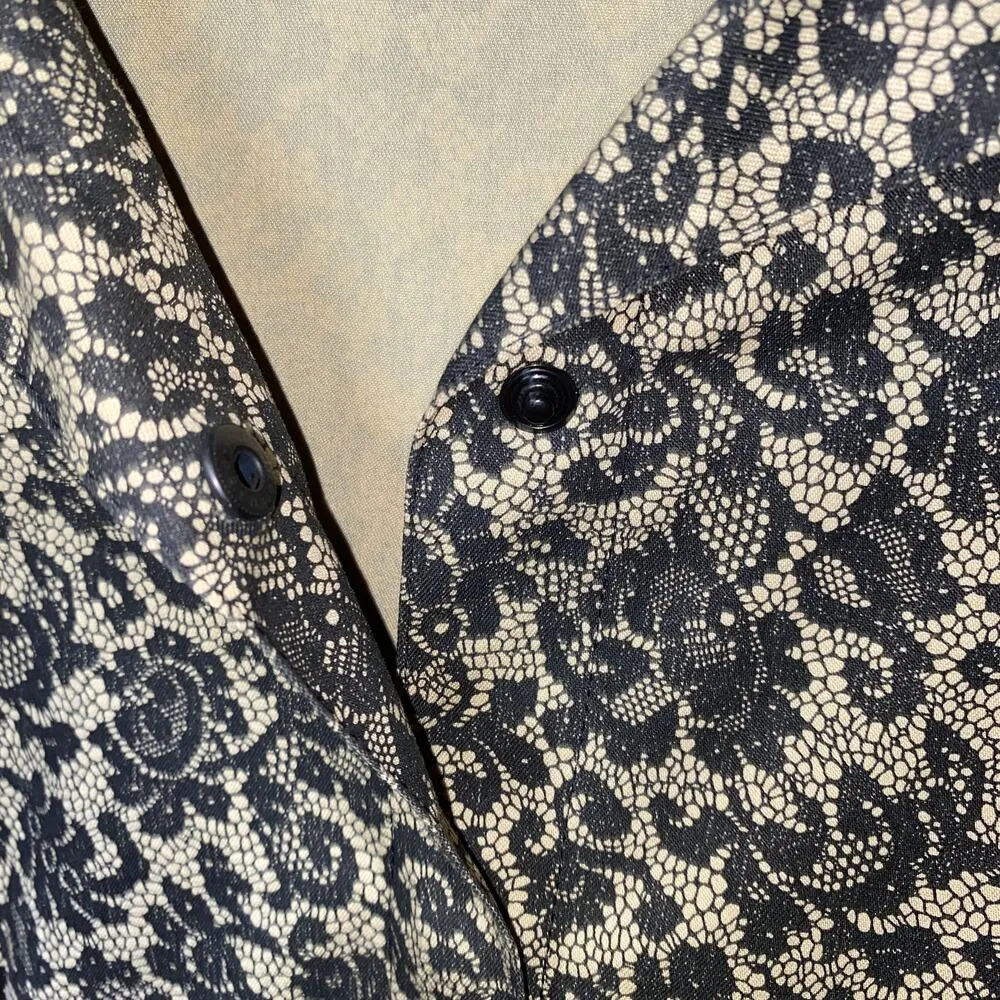 Equestrian Designs Vintage Lace Print Jacket & Pants Set Women's Size Medium Black - Image 5