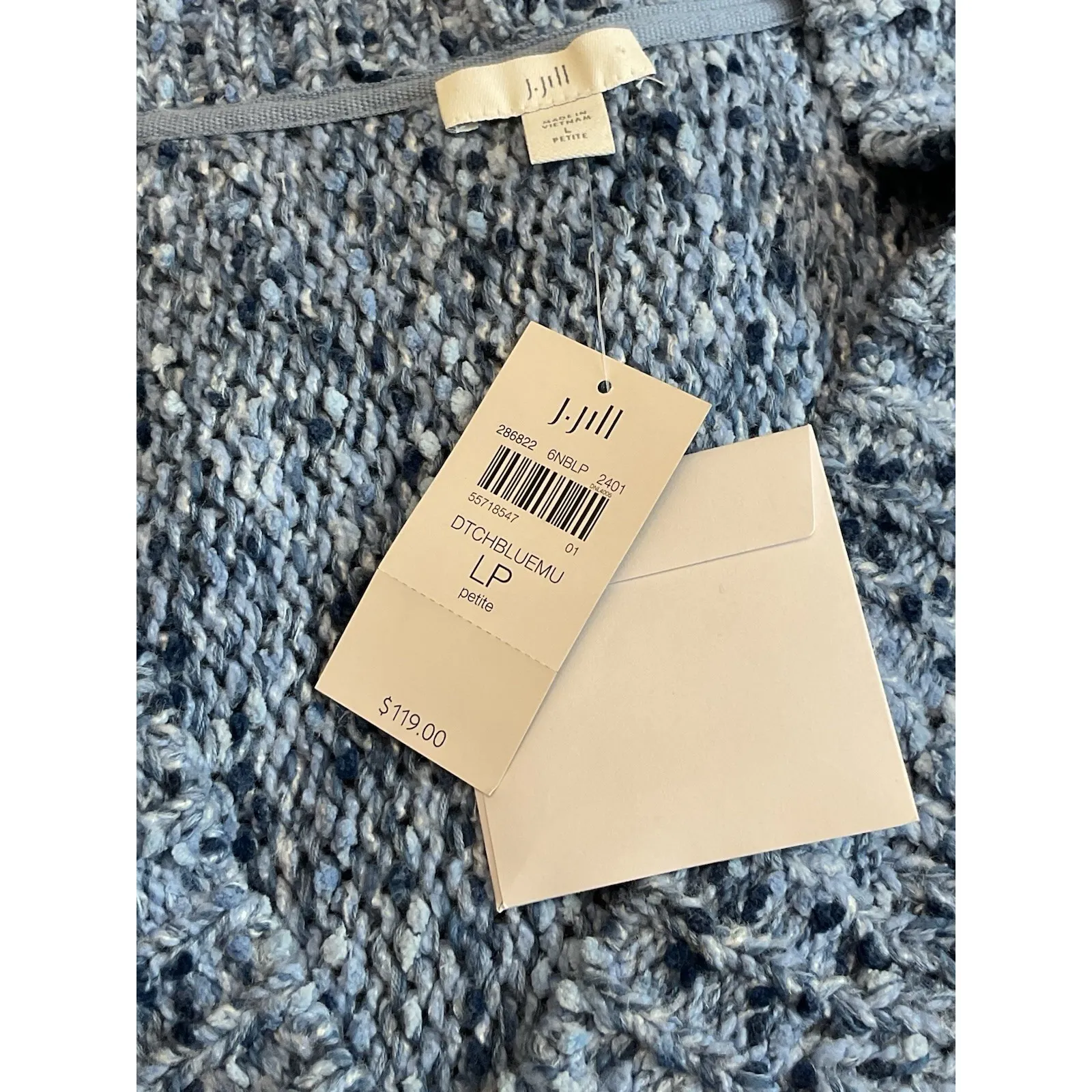 NWT J Jill Utopia Patch Pocket Cardigan LP Long Sleeve Chunky Knit Blue $119 Size undefined - Image 12