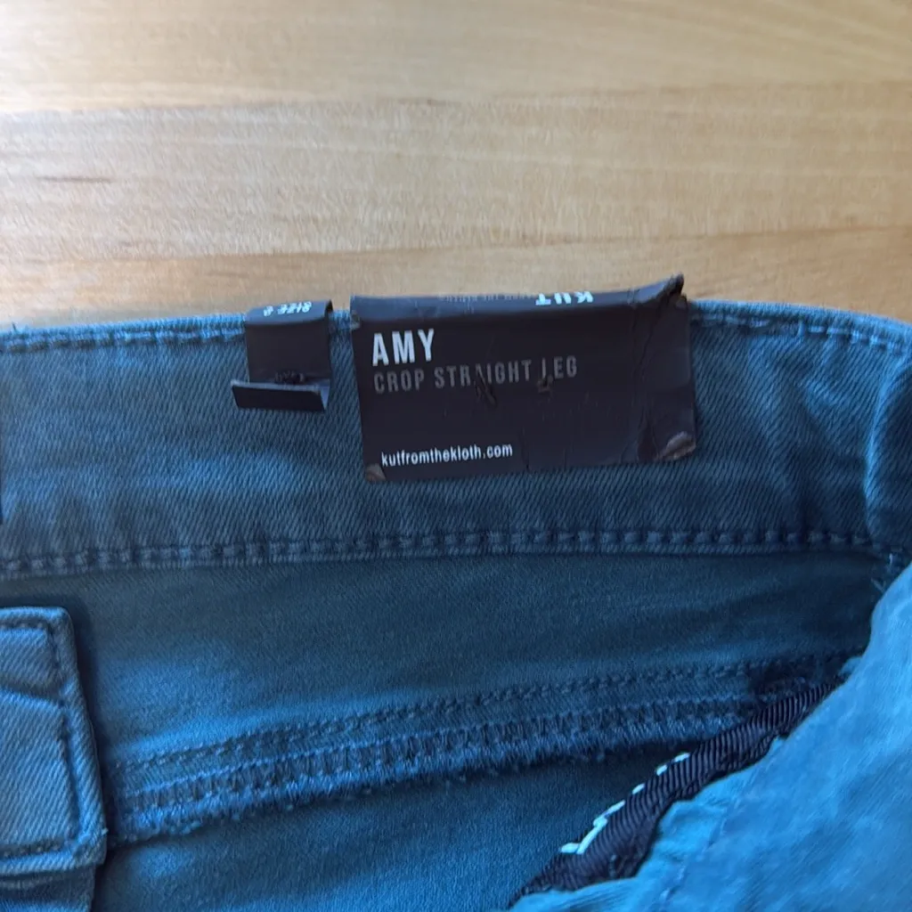 NWT Kut from the Kloth Mid-Rise Amy Crop Straight Leg Teal Blue Jeans, 2 - Image 9