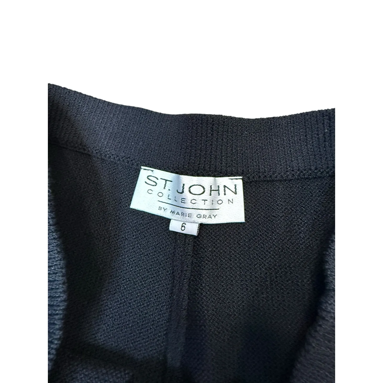 St. John Marie Gray Pleated Santana Black Women's Pants Trousers 6 Made in USA - Image 4