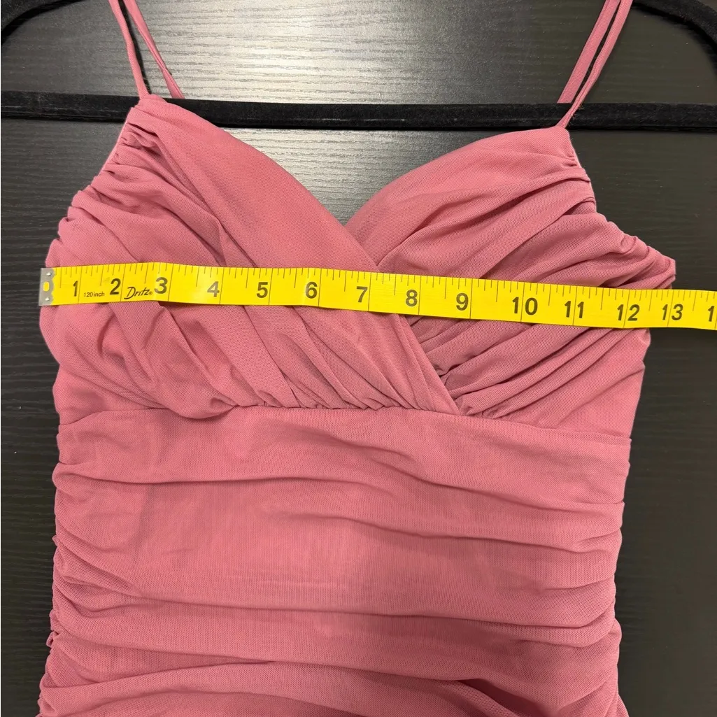 Mouska Ruched Bodycon Slip Dress – Mauve Pink size Large - Image 7