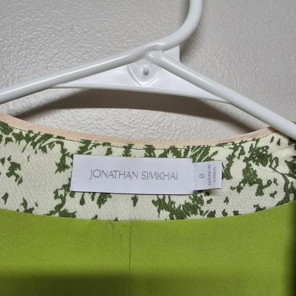 Jonathan Simkhai Womens Zaria‎ Floral Belted Wrap Dress Sz 0 Wedding Cottagecore Green - Image 8