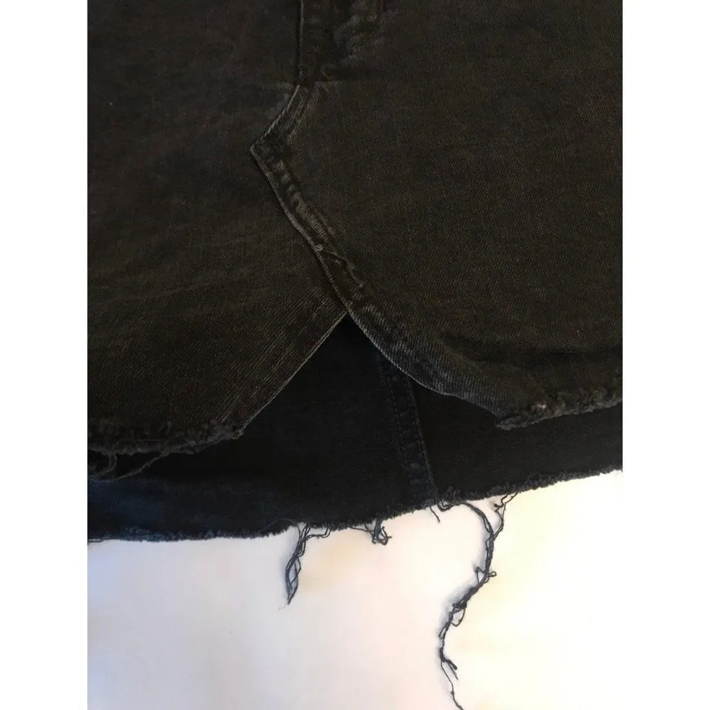 Madewell black rigid denim a line mini skirt size 26 cute Y2K - Image 5