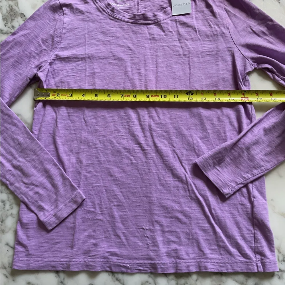 EUC J.Crew Long Sleeve Girlfriend Tee Lilac Sz S small holes sew or patch incl Purple - Image 7