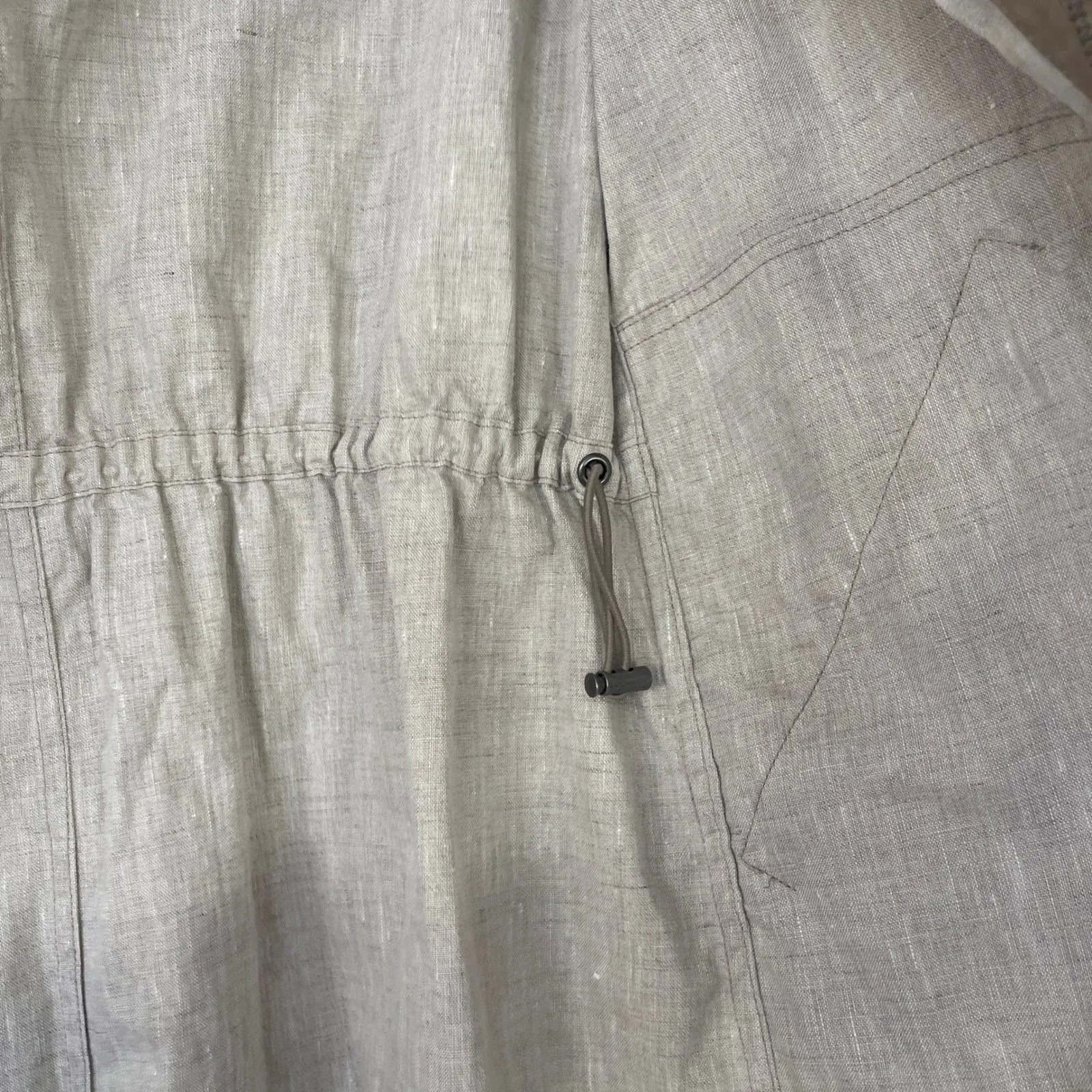 Theory $550 Clotha Monrovia Hooded Trench Coat Beige Drawstring Waist Petite - Image 5