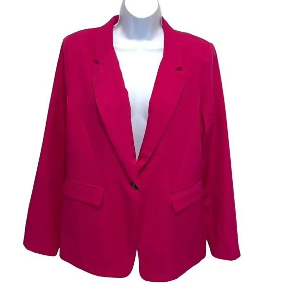 LUSH CASUAL NOTCH‎ COLLAR BLAZER IN FUCHSIA Size Medium NWT - Image 2