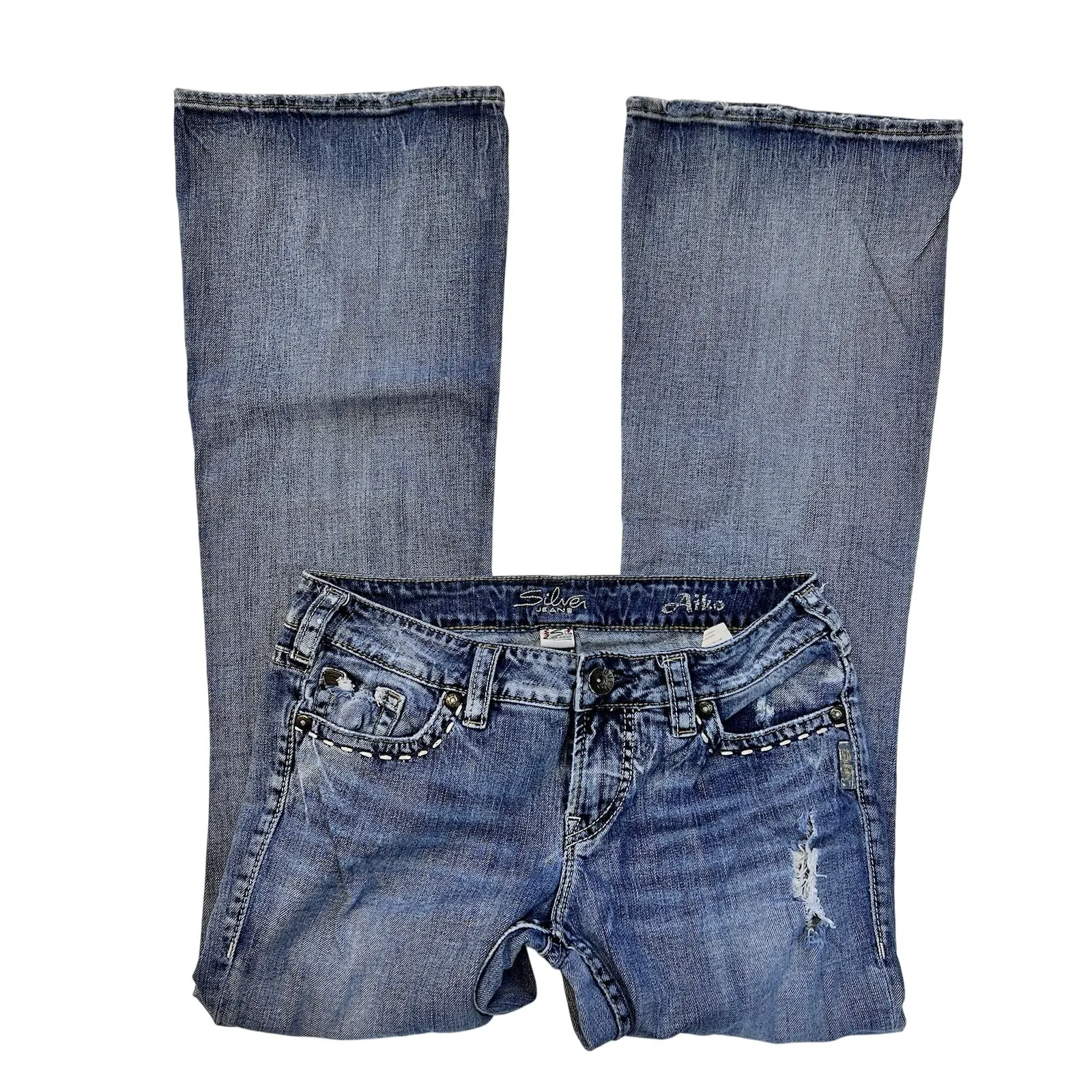 Silver Aiko Bootcut Distressed Size‎ 29X33L Embroidered Pockets Low Rise Blue Size undefined - Image 2