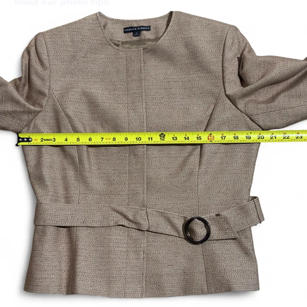 Tan Blazer with Peplum Waist and Belt‎ Size 12 - Image 5