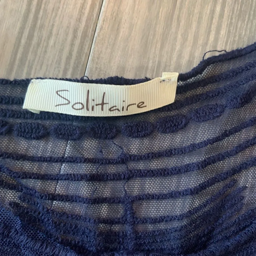 Navy lace 3/4 sleeve top s size S/M - Image 4