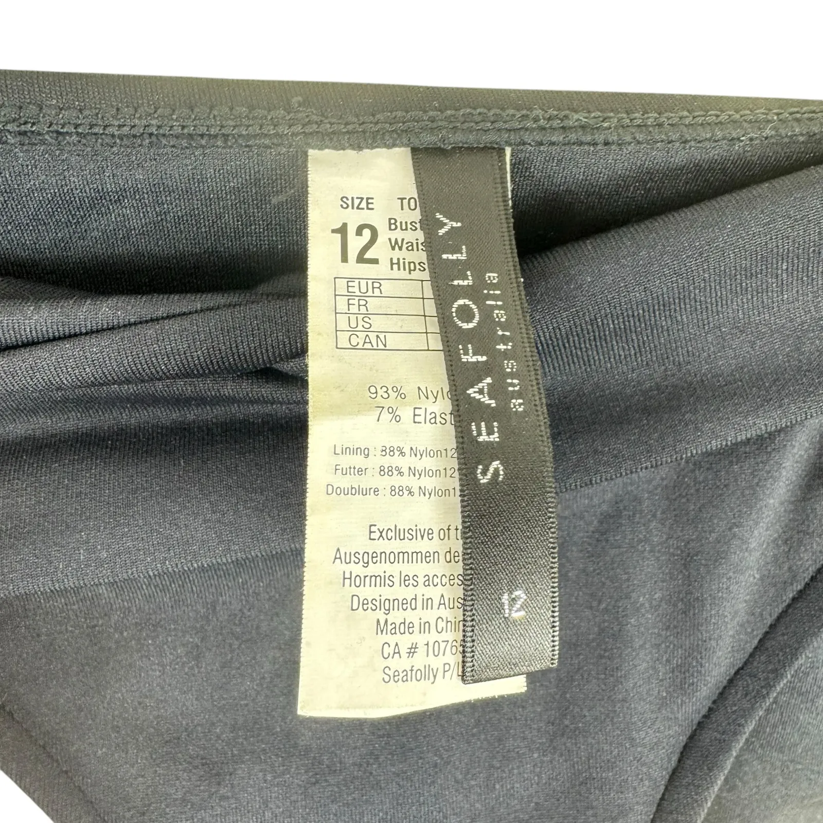 Seafolly Australia Collective Twist Band Hipster Nylon Black Swim Bikini Size 12 - Image 5