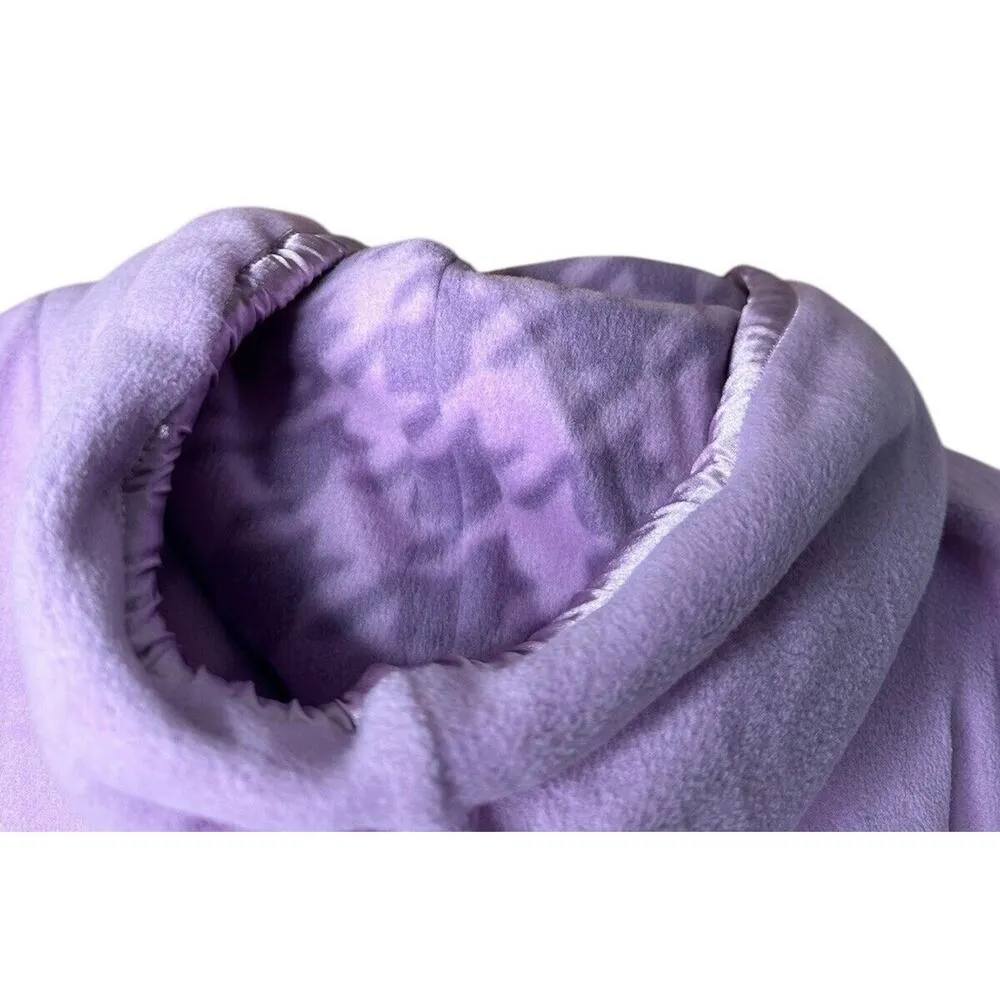 PajamaGram Womens L Purple Houndstooth Warm Soft Plush Fleece Hoodie and Pants Size L - Image 7