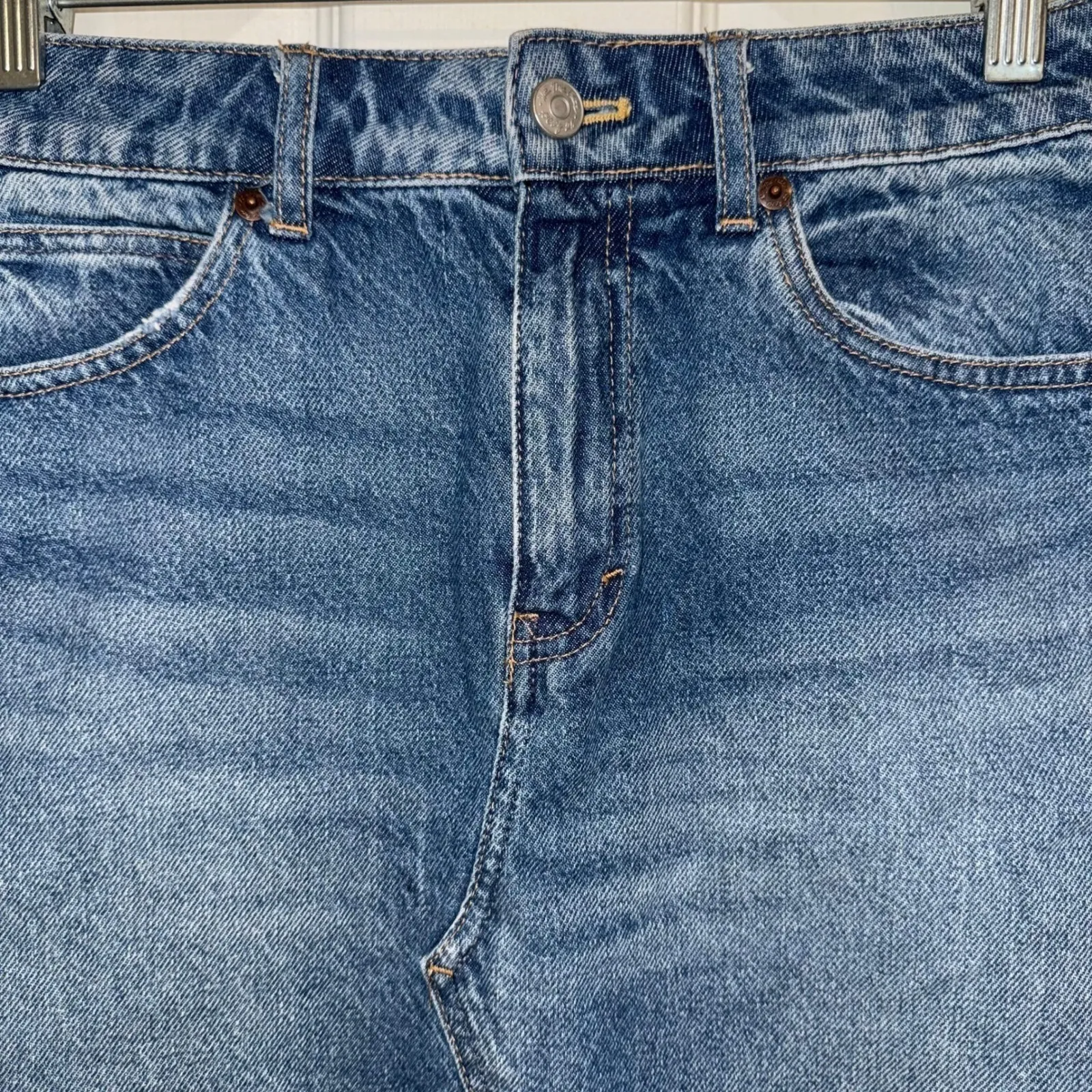 FREE PEOPLE WE THE FREE Bailey Denim‎ Mini Fringe Hem Mini EUC Size 26 - Image 3