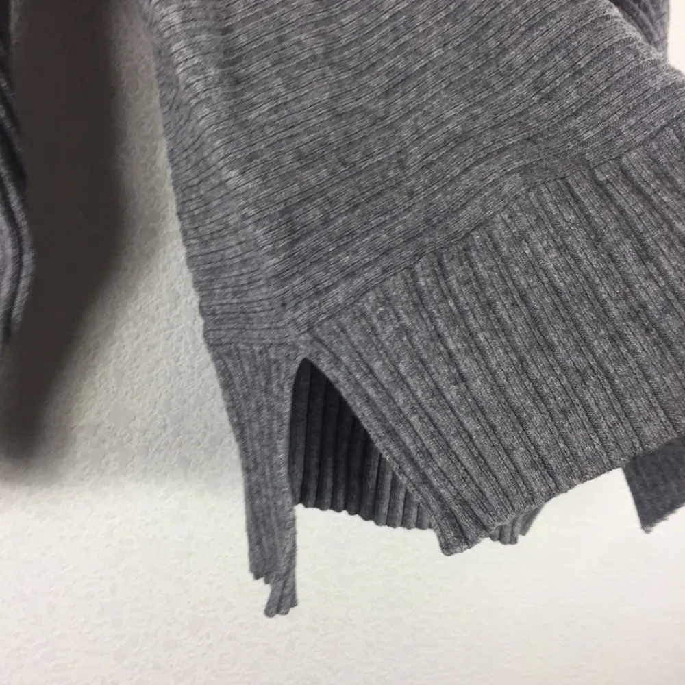 Anthropologie Moth Grey Ribbed Cowl Neck Oversized Cozy Knit Sweater Small - Image 9