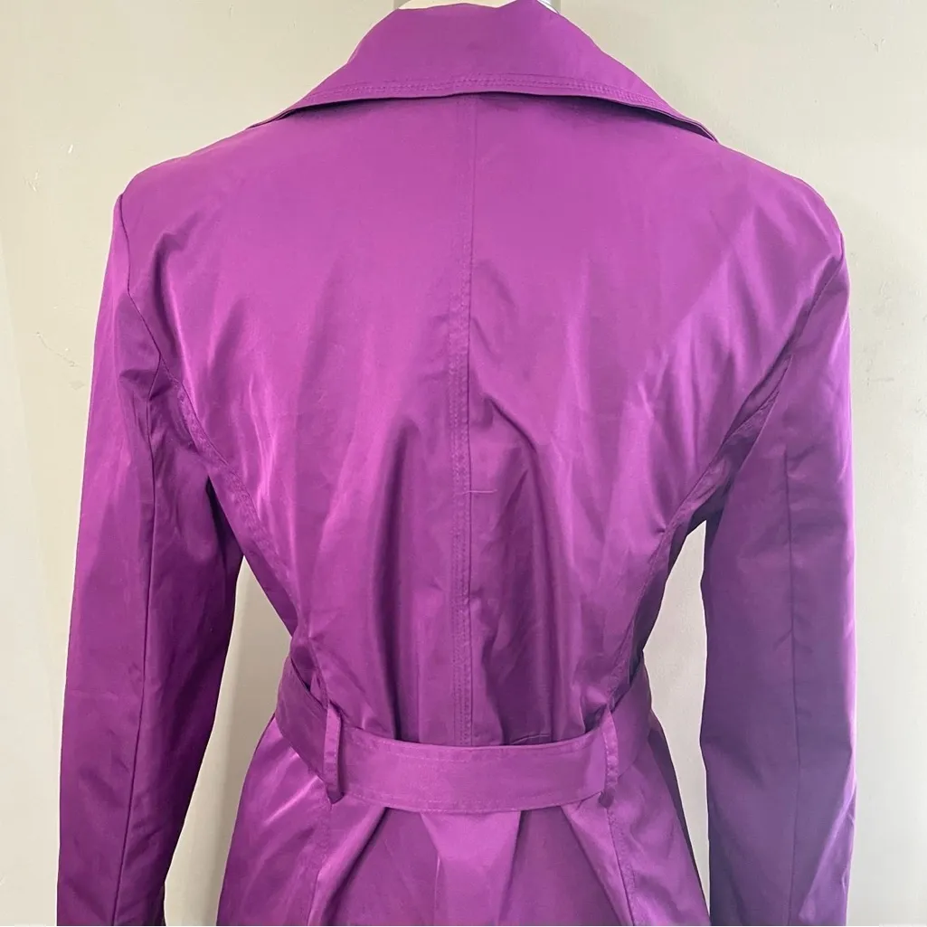 SANDRO STUDIO Purple Ruffle Trim All-Weather Lightweight Jacket Tie Belt, Large - Image 7