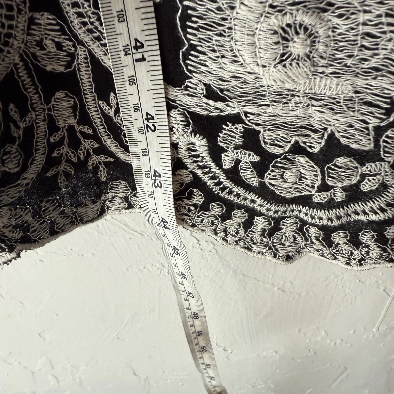 Superfoxx Dress Womens Medium Black White Embroidered Floral‎ Boho Midi Button - Image 7