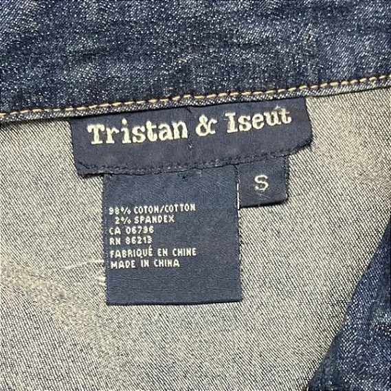Tristan & Iseut Denim Button Down Shirt Dress Small Cowgirl Western Cottage EUC Blue - Image 7