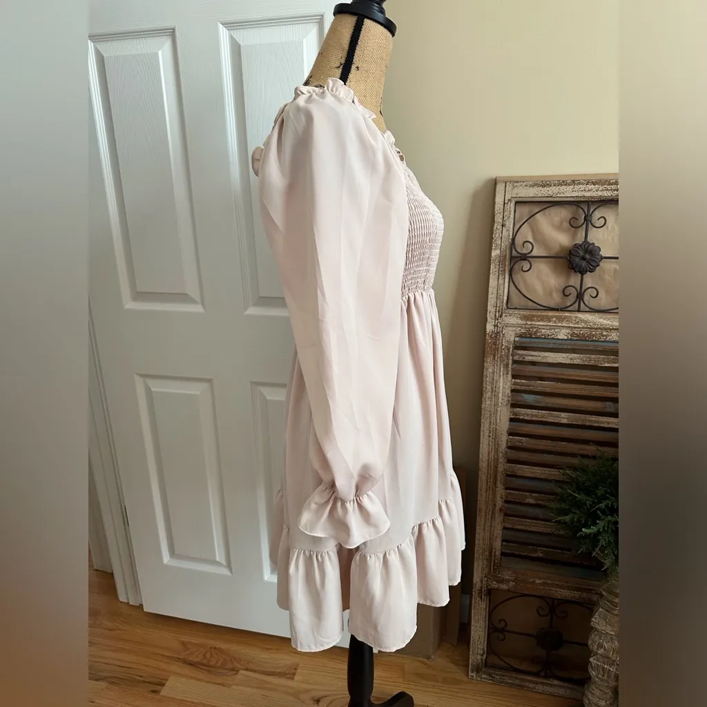 SHEIN Light Beige Long Sleeve Dress - Image 2