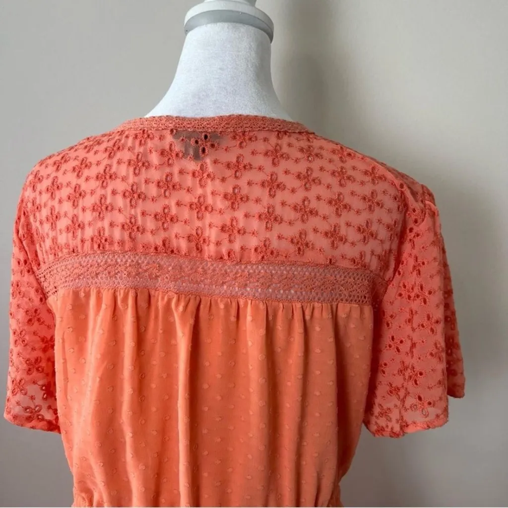 Torrid Babydoll Swiss Dot Chiffon Tunic Top Coral Orange Size 2X (2) - Image 9