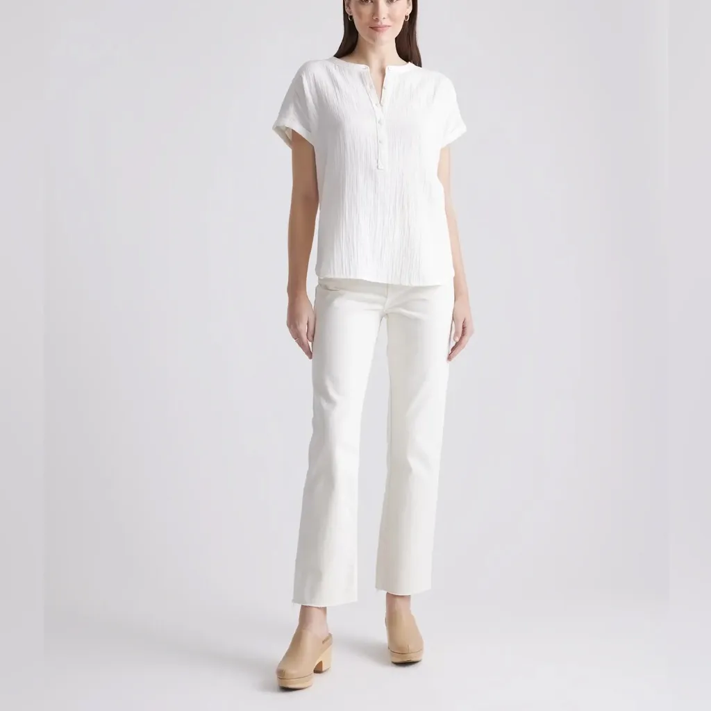 NWT Quince 100% Organic Cotton Gauze Roll Sleeve Shirt - Image 2