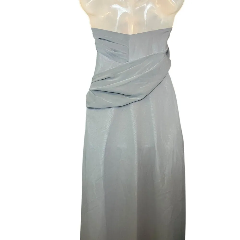 Jim Hjelm Occasions Size 8 Pewter Crinkle Chiffon Dress Style 5424 Formal Blue - Image 6