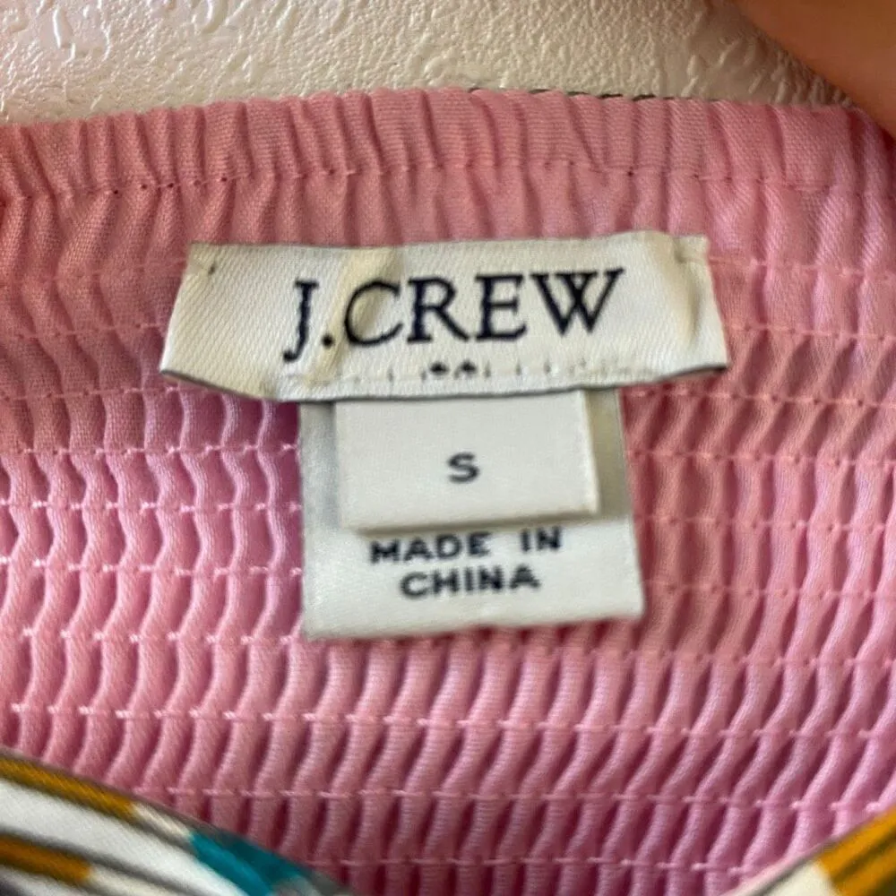 J.Crew Floral Sundress Small Pink Tropical Print Spaghetti Strap Summer Dress - Image 3