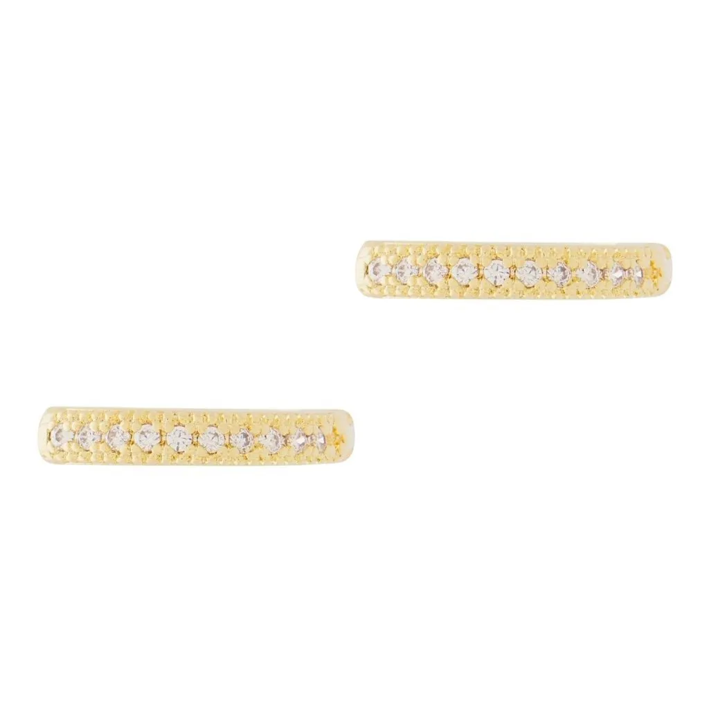The M Jewelers NY The Melrose Huggies in Gold New Womens Small Hoops Crystals - Image 3