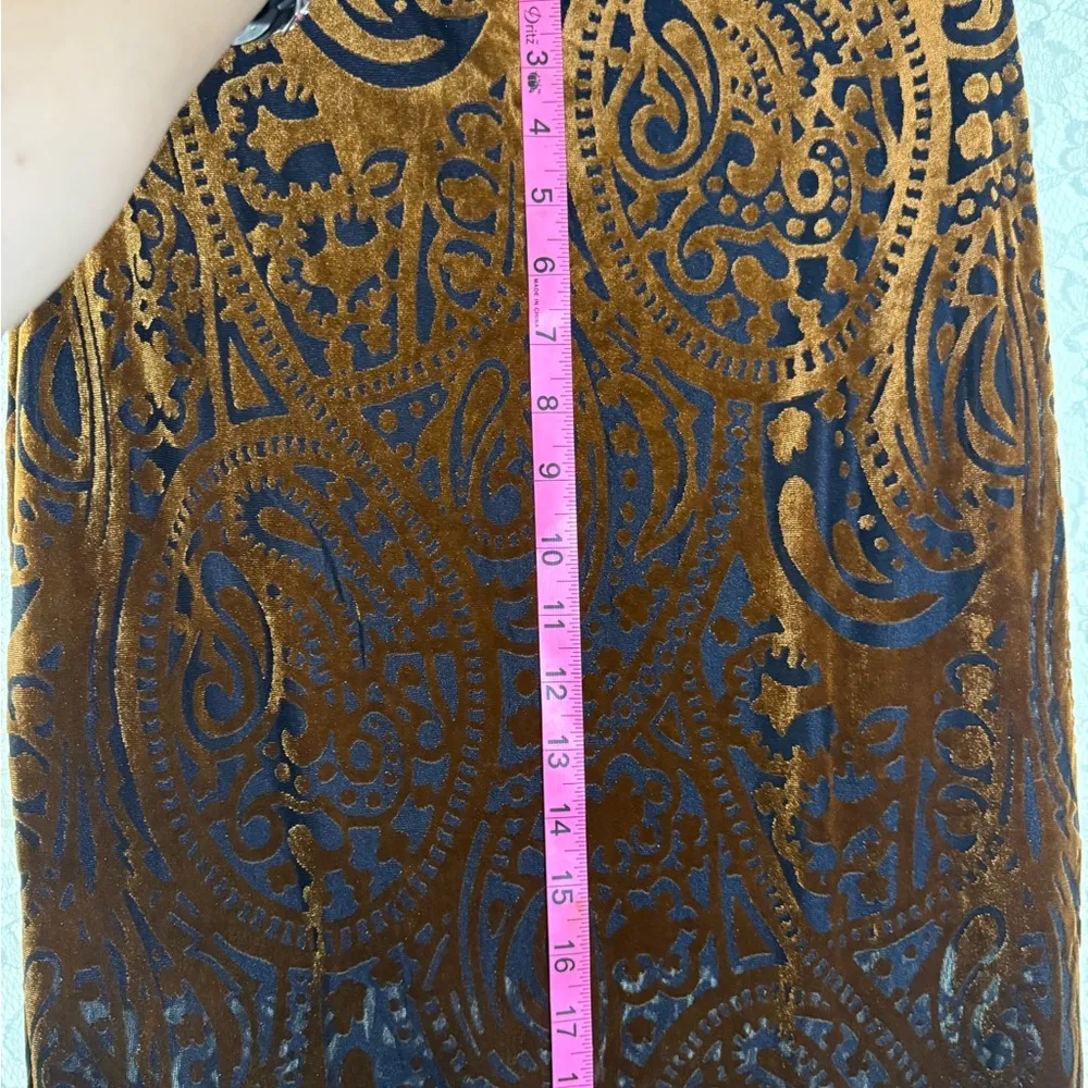 ASOS Brown navy Velvet burnout Paisley stretch Maxi Skirt Sz 4 small like new - Image 11