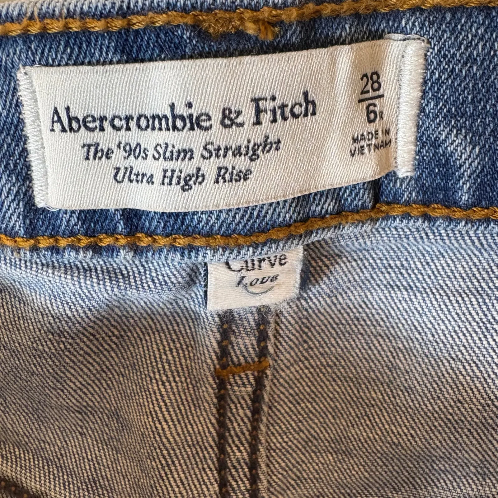 Abercrombie & Fitch 90s Slim Straight Jeans Ultra High Rise Curve Love Size 28 - Image 6