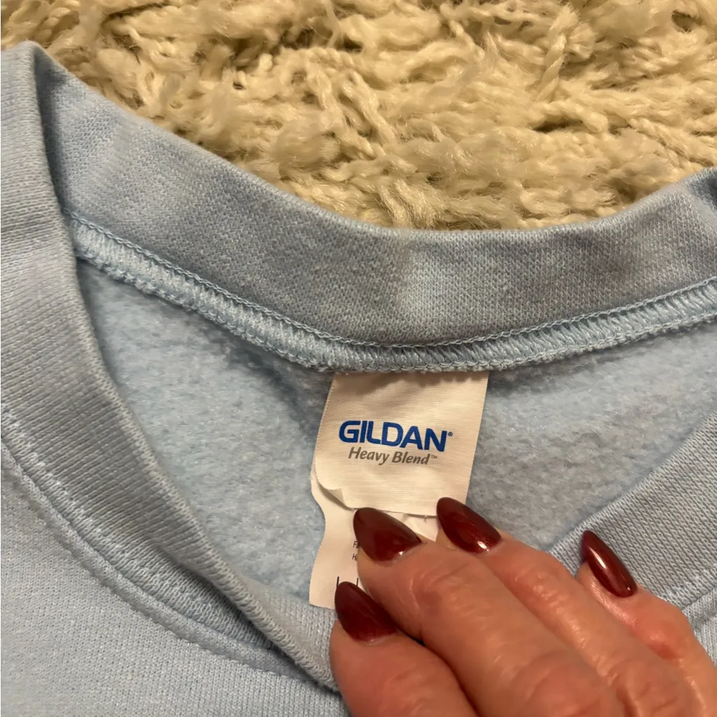 Gildan Light Blue Crew Neck Sweater TCU-STUMO Size L - Image 4