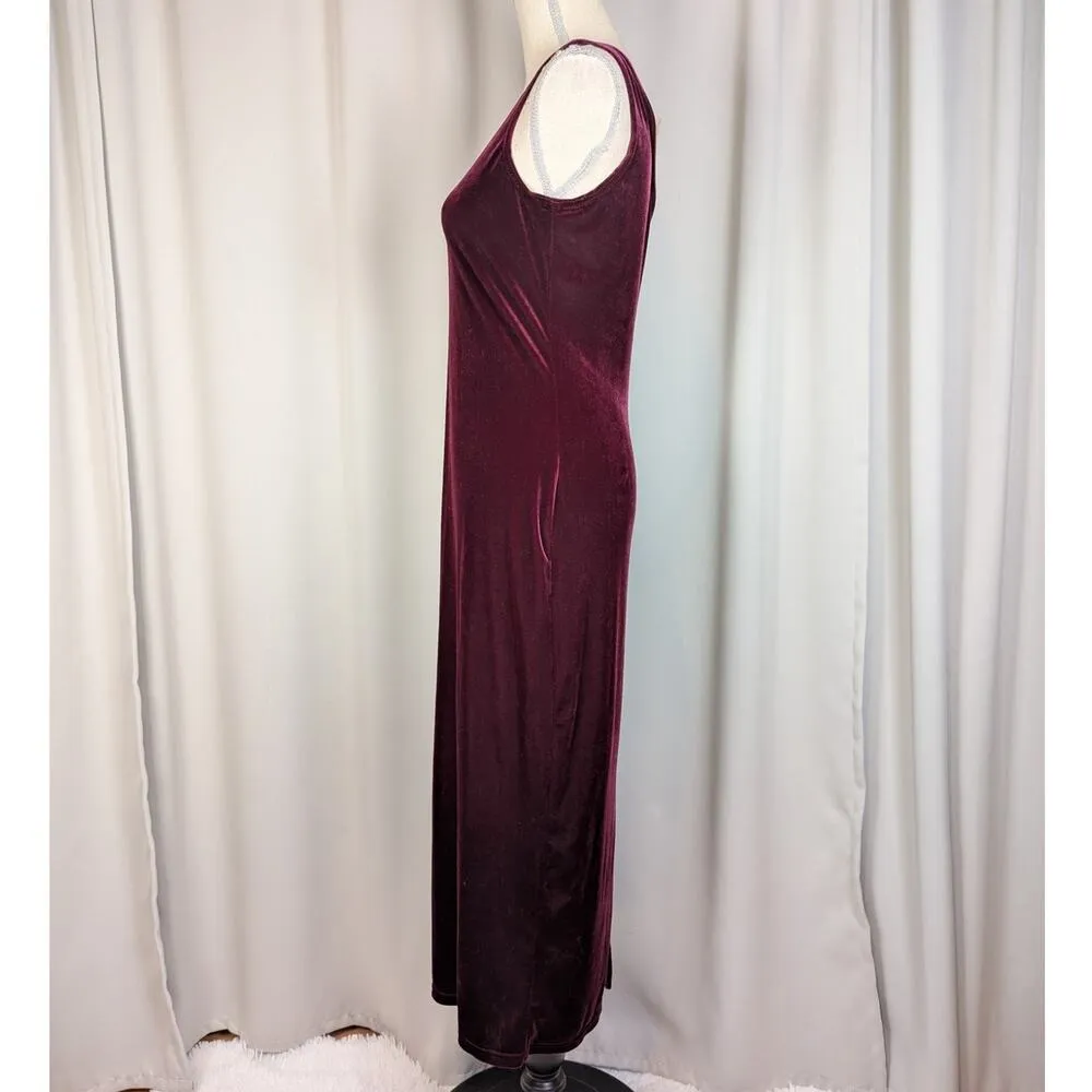 Y2K Vintage Velvet Sleeveless Midi Dress Kathie Lee Maroon Size M Red Size M - Image 14