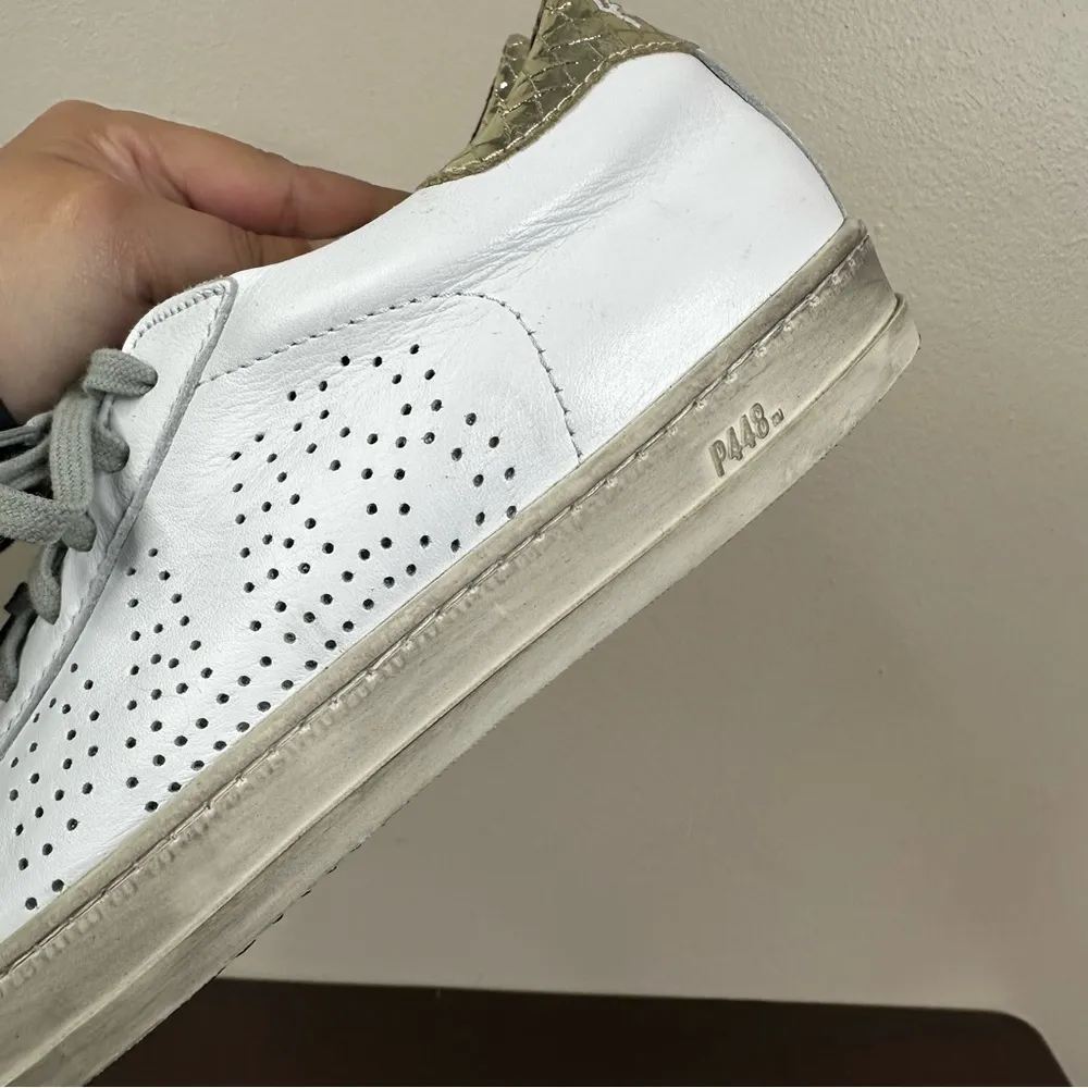 P448 John Sneaker Womens 38/ US 7.5-8 Perforated Leather Low Top Casual Shoes - Image 10