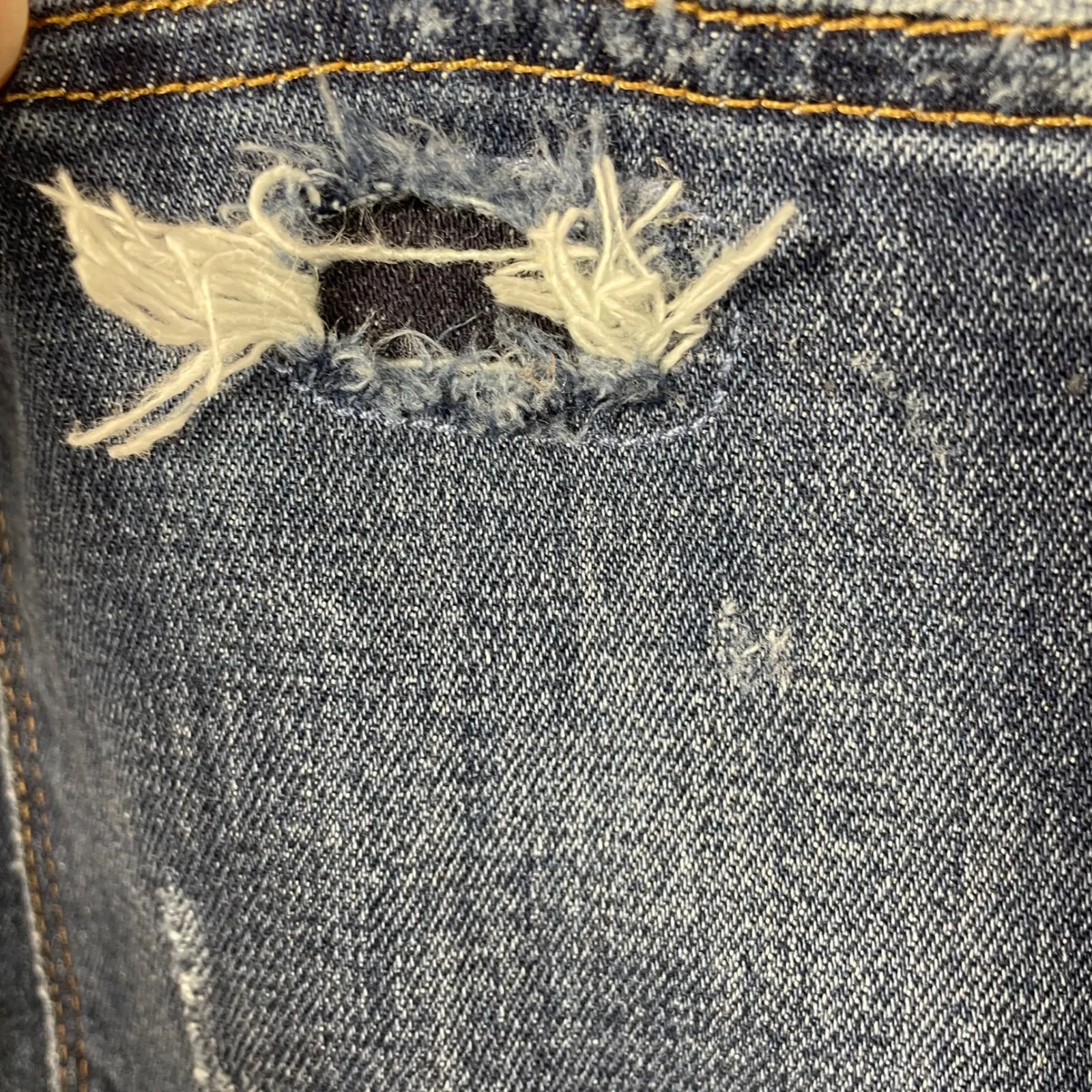 Point Sur Denim Distressed Straight Leg Jeans Medium Wash Raw Hem Women's 29 Blue - Image 12