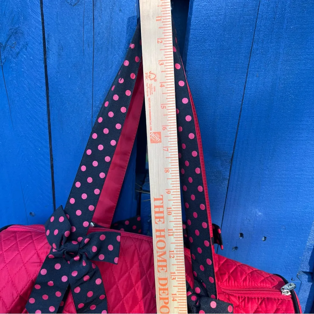 Belvah QUILTED DUFFLE BAG Polka Dot Overnight Travel Bag Georgia Bulldog Colors Red - Image 10