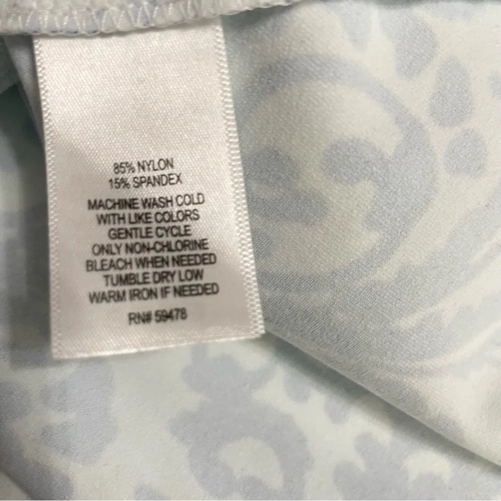 Adrienne Vittadini Blue White Floral Midi Skirt A-Line Stretchy Elastic Waist L - Image 7