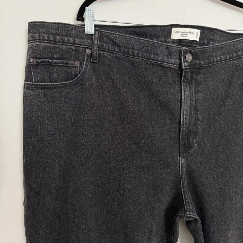 NWT Abercrombie Denim‎ Split Leg High Rise Black Jeans Stretch New Plus Size 24 - Image 4