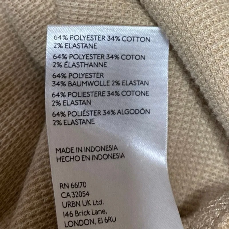 Free People Cream Tan Long Sleeve Faux Wrap V-Neck Crop Sweater Blouse Top Sz L - Image 4