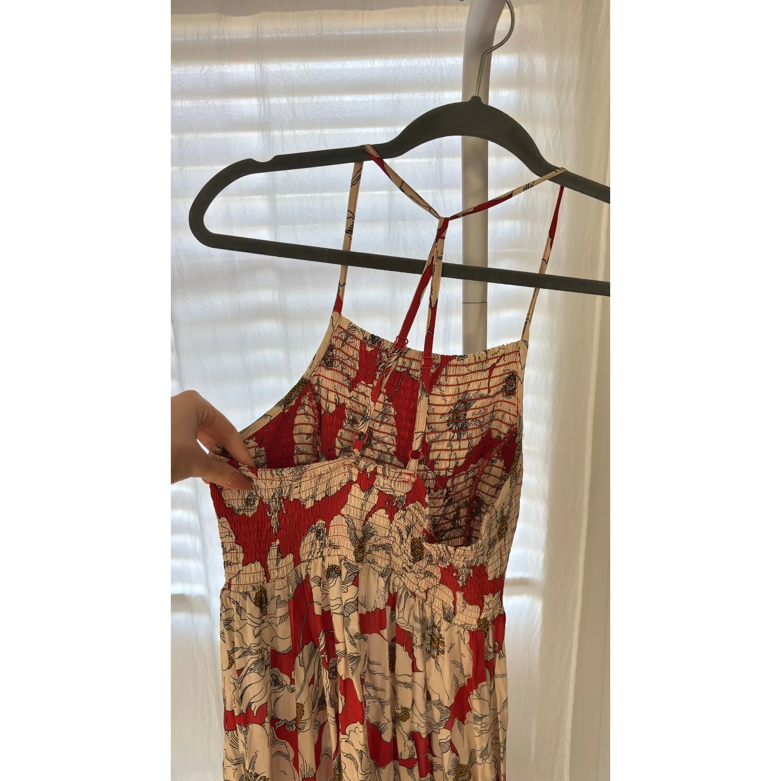 $108 Free People Heat Wave Floral Smocked Maxi Dress Halter Neck Bohemian Size S - Image 7