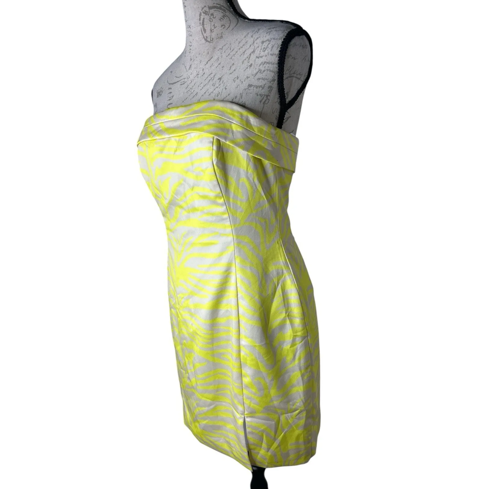 RUNAWAY THE LABEL Mini Dress Women Yellow Striped Strapless 6 - Image 2