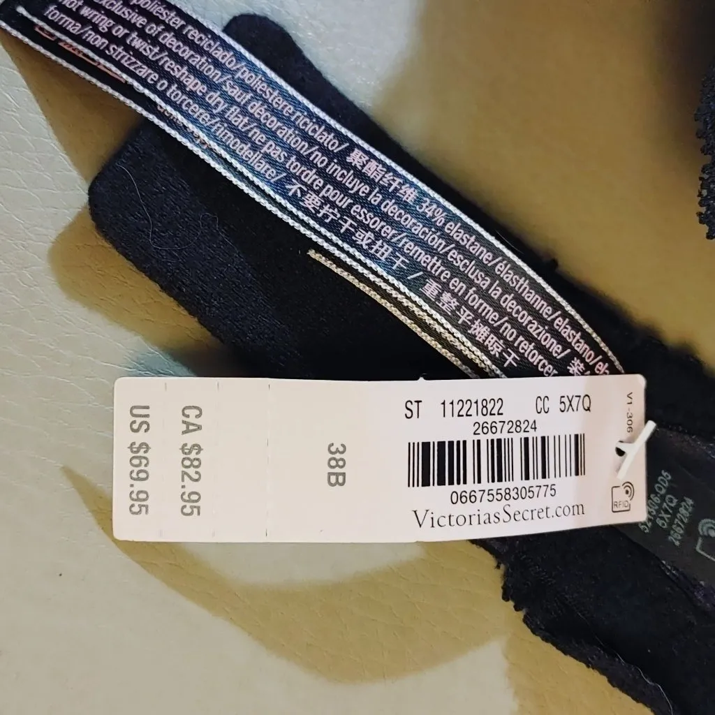 Victorias Secret Panty Bra 38B Push Up Butterfly Moody Floral Lace Brazilian - Image 3