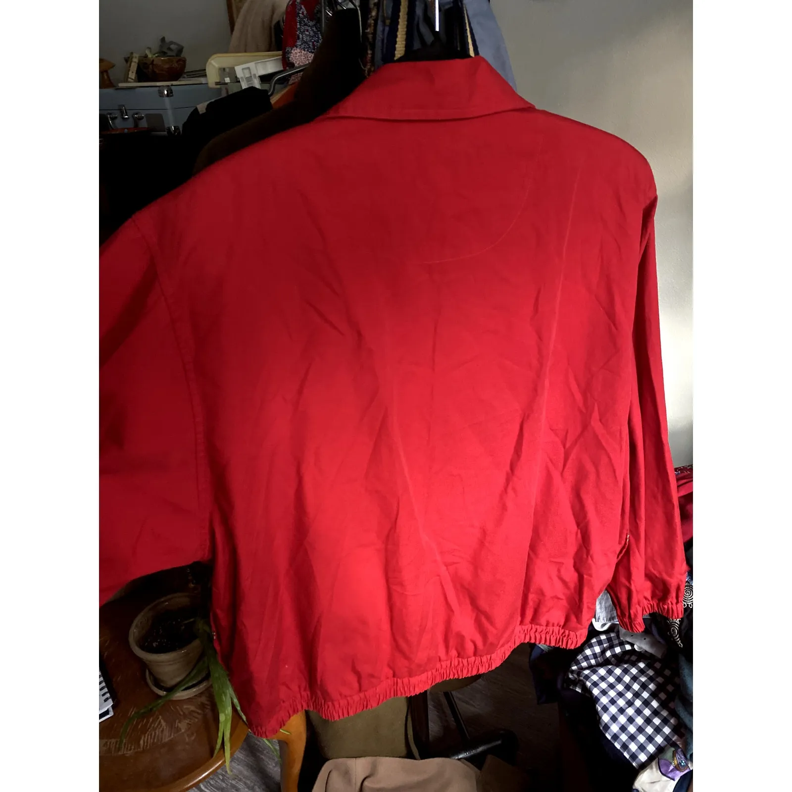 1990's Vintage Embroidered Floral Plaid Red Jacket‎ Large Bohemian Folk Scandi - Image 5