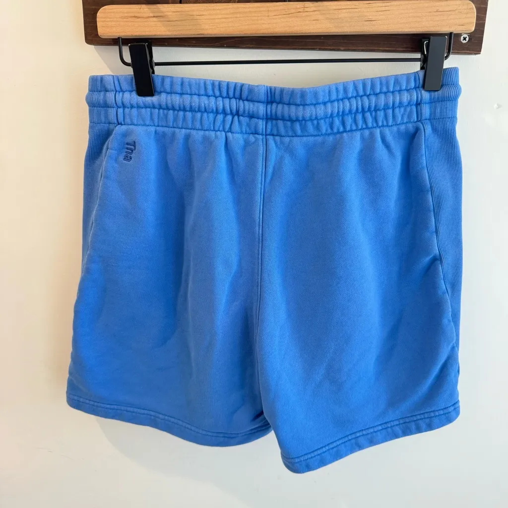 Aritzia Tna Blue Cozy Fleece Boyfriend Sweat Shorts Small - Image 3