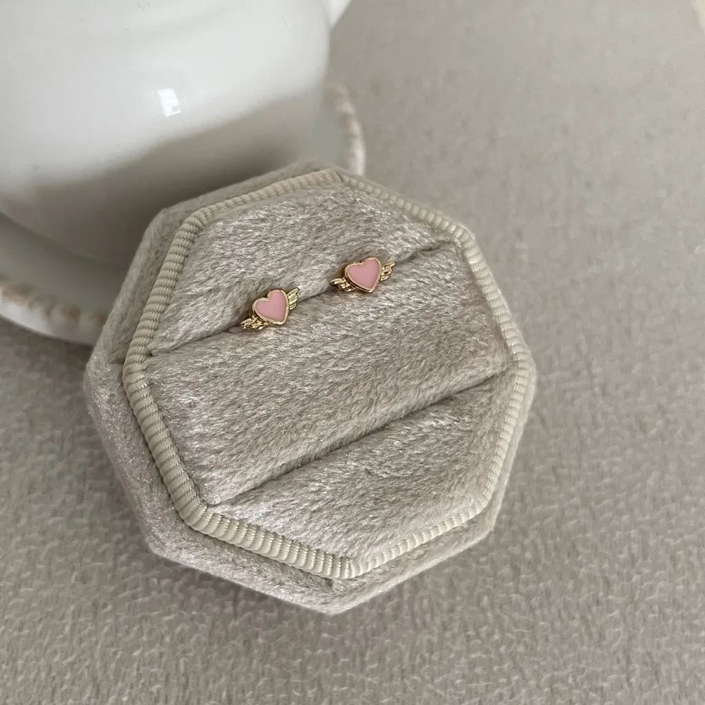 Wing hearts stud earrings Pink - Image 2