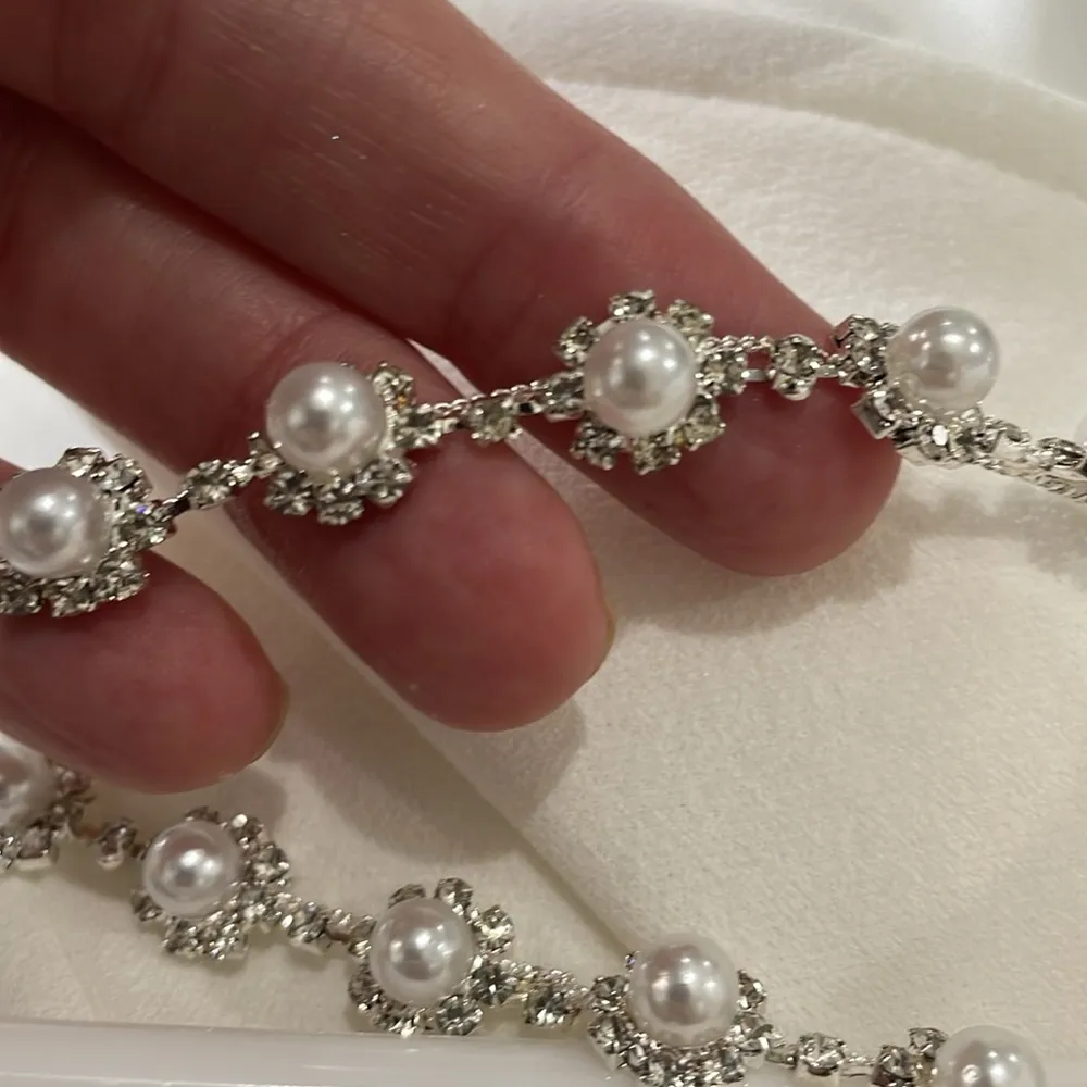 New! Lulus Dazzling Impression White Pearl Rhinestone Bodycon Midi Dress Sz S - Image 5