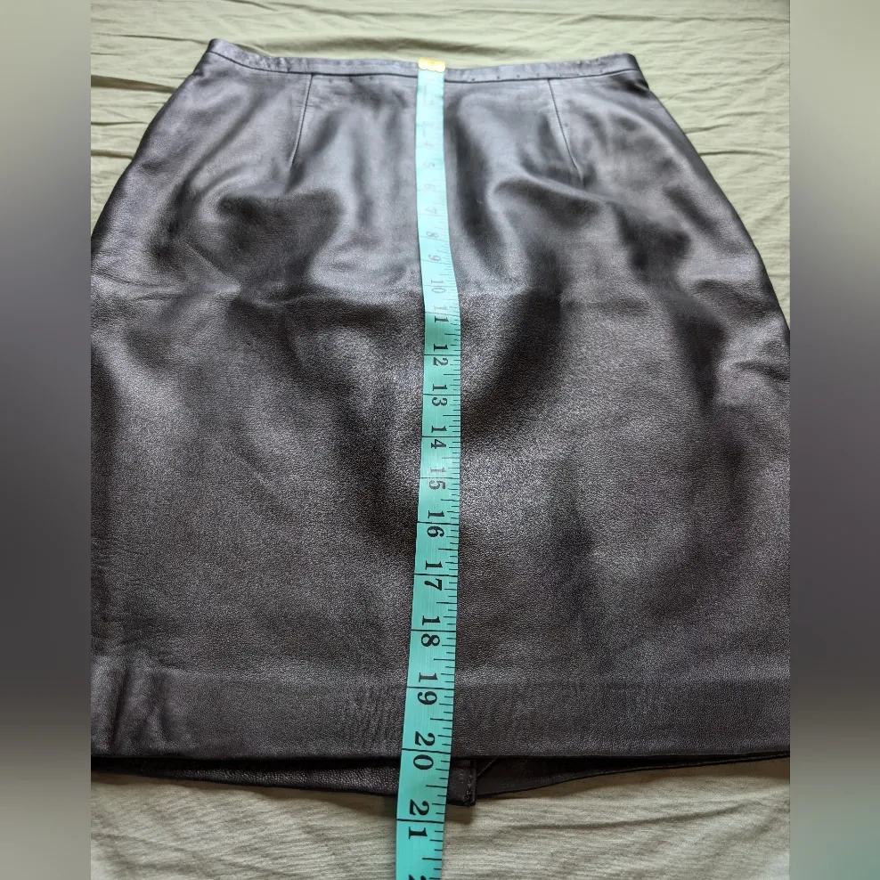 Vintage Oscar De La Renta Leather Pencil Skirt W4 Black - Image 6