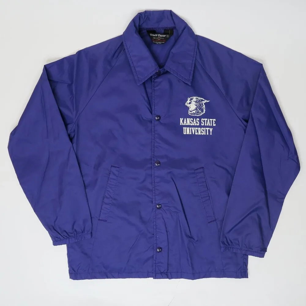Vintage 80s David Peyser Kansas State Wildcats Windbreaker Purple Size M - Image 2