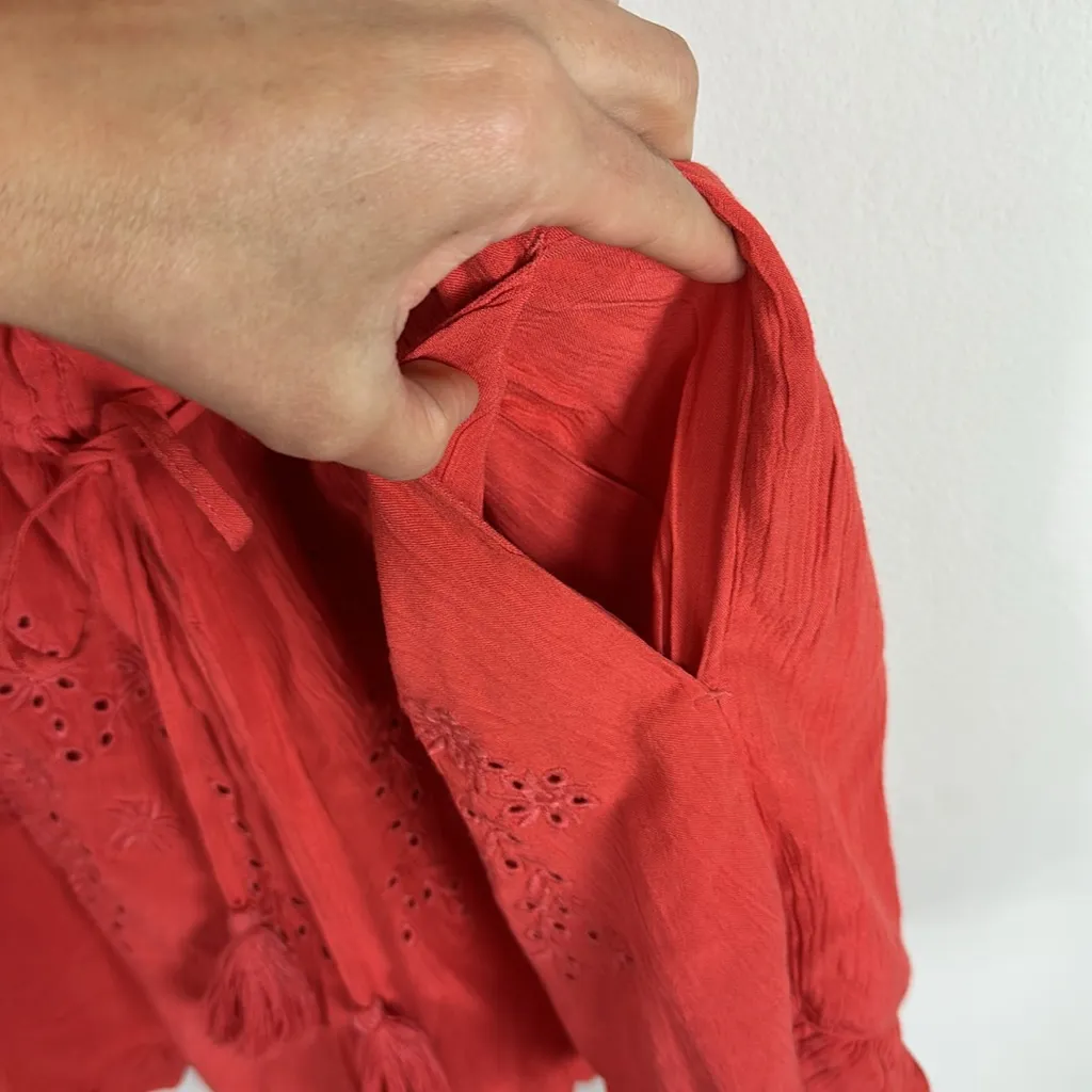 NWT American Eagle Red Off-Shoulder‎ Button-Up Romper - Image 5