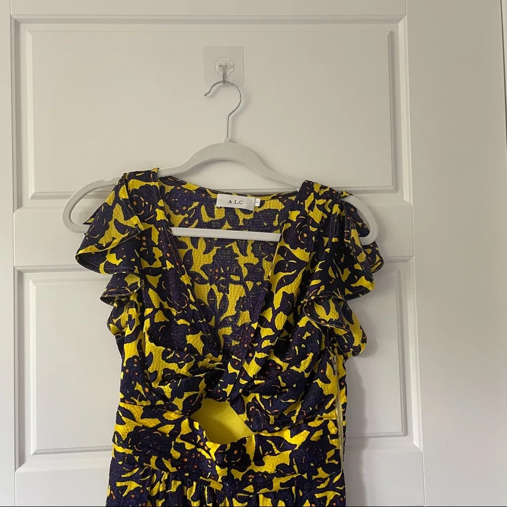 A.L.C. Valencia Dress Yellow Midi Silk - Image 8