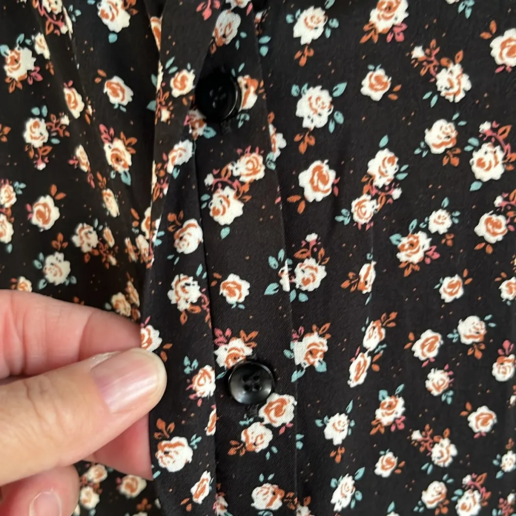 Like New Natural Life Rebecca Midi Dress Black Cream Roses Size Small - Image 9