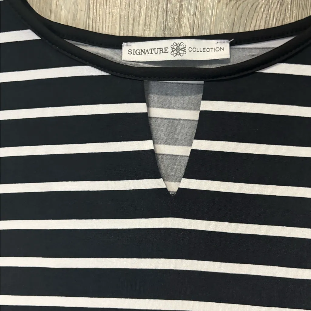 Striped Cold Shoulder Dress Black - Image 4